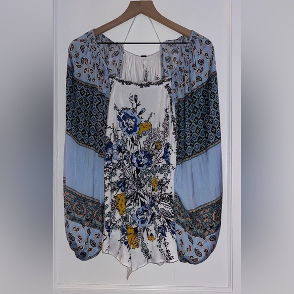 Free People Positano Printed Peasant Top - Picture 2 of 9